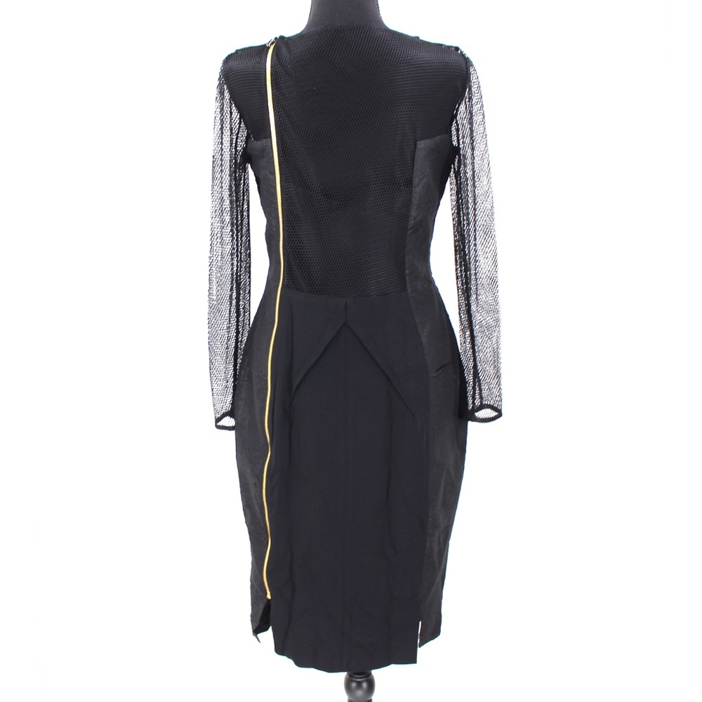 Roland Mouret Magnolia Black Mesh Jacquard Sheath Dress Textured Back Zip 12 M - Picture 7 of 9